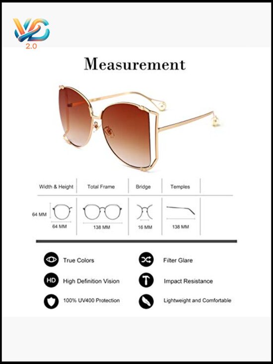 Oversized Semi Rimless Sunglasses Retro Metal Frame Pearl Design UV Protection main image 6